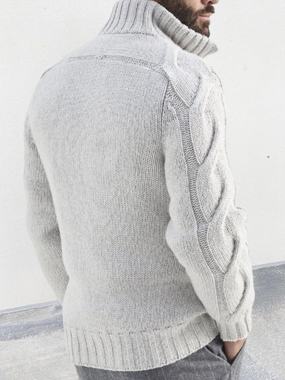 Men's turtleneck cable zipper sweater cardigan kakaclo