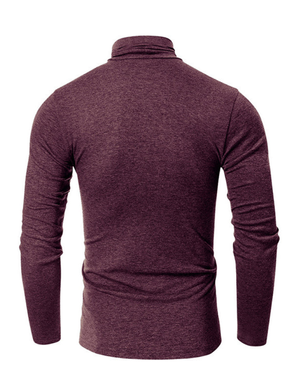 Men's long-sleeved solid color turtleneck bottoming T-shirt top kakaclo