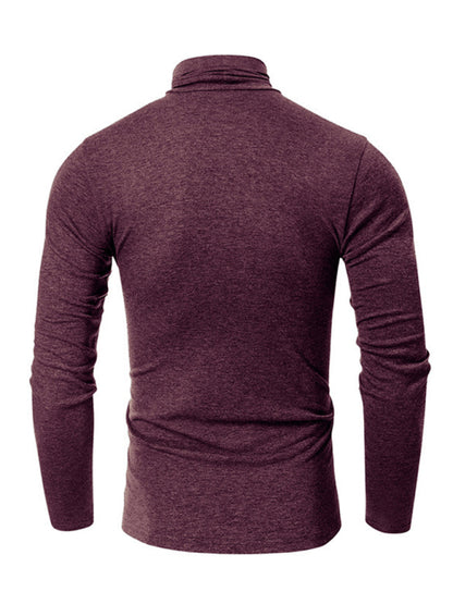 Men's long-sleeved solid color turtleneck bottoming T-shirt top kakaclo