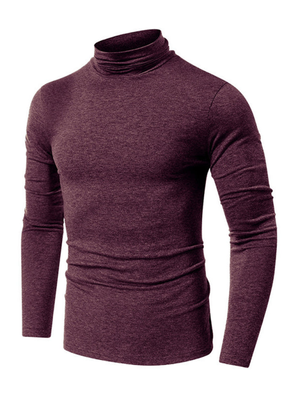 Men's long-sleeved solid color turtleneck bottoming T-shirt top kakaclo