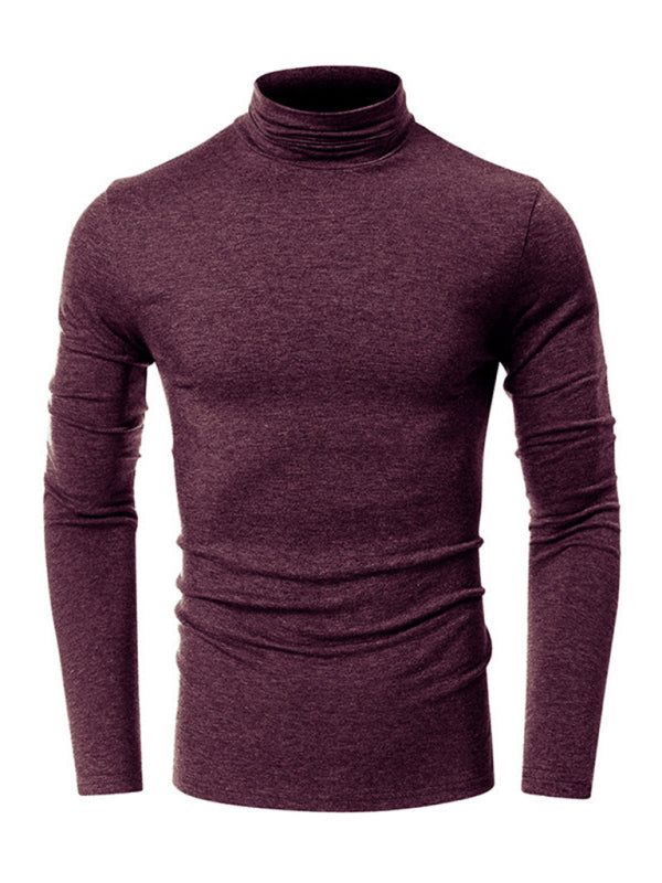Men's long-sleeved solid color turtleneck bottoming T-shirt top kakaclo
