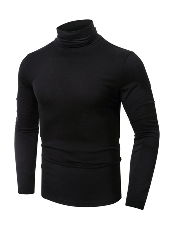 Men's long-sleeved solid color turtleneck bottoming T-shirt top kakaclo