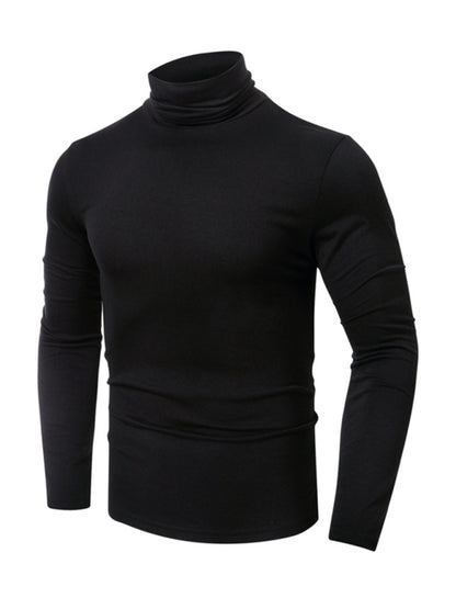 Men's long-sleeved solid color turtleneck bottoming T-shirt top kakaclo