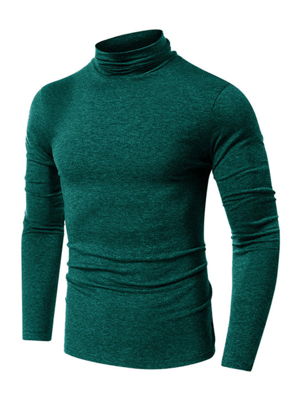 Men's long-sleeved solid color turtleneck bottoming T-shirt top kakaclo