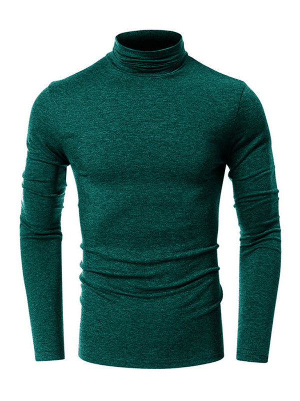 Men's long-sleeved solid color turtleneck bottoming T-shirt top kakaclo