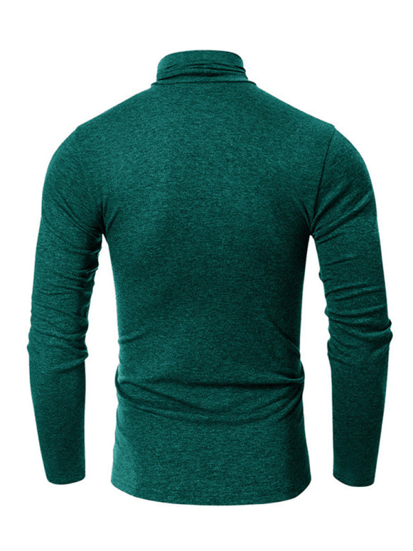 Men's long-sleeved solid color turtleneck bottoming T-shirt top kakaclo