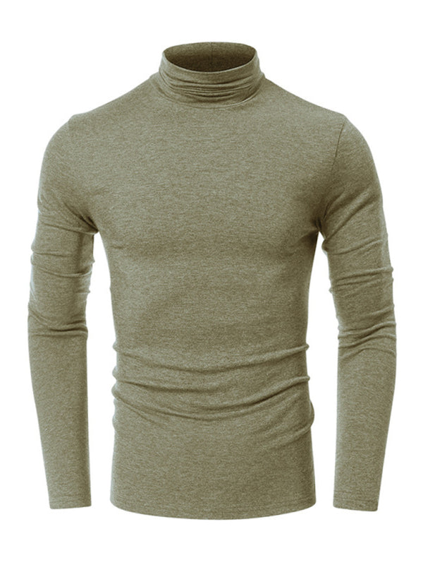 Men's long-sleeved solid color turtleneck bottoming T-shirt top kakaclo