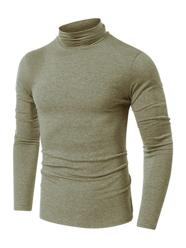 Men's long-sleeved solid color turtleneck bottoming T-shirt top kakaclo