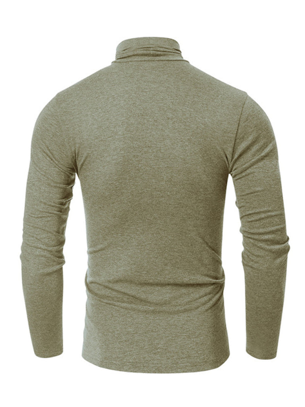 Men's long-sleeved solid color turtleneck bottoming T-shirt top kakaclo