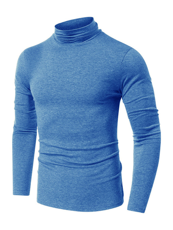 Men's long-sleeved solid color turtleneck bottoming T-shirt top kakaclo