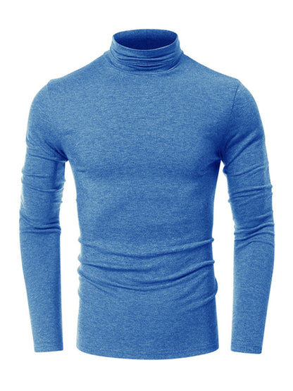 Men's long-sleeved solid color turtleneck bottoming T-shirt top kakaclo