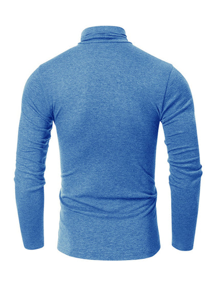 Men's long-sleeved solid color turtleneck bottoming T-shirt top kakaclo
