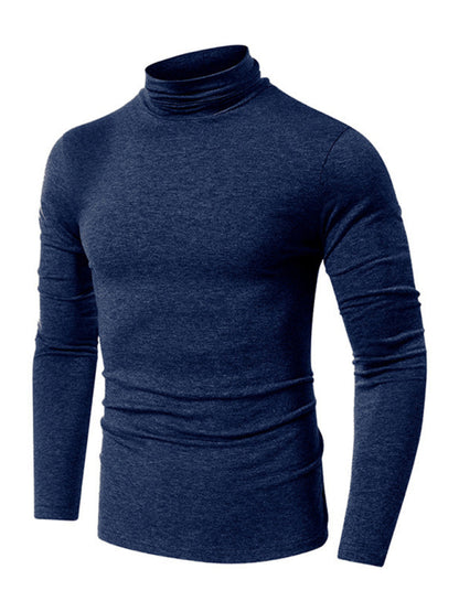 Men's long-sleeved solid color turtleneck bottoming T-shirt top kakaclo