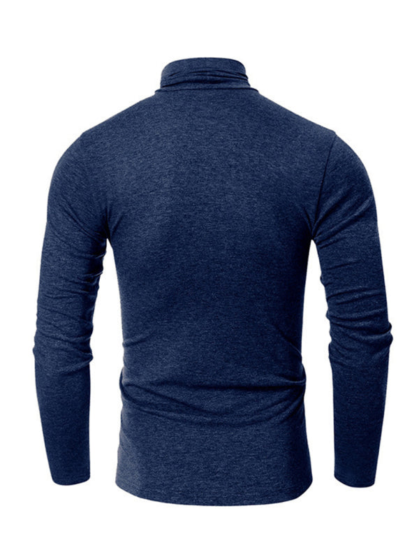 Men's long-sleeved solid color turtleneck bottoming T-shirt top kakaclo