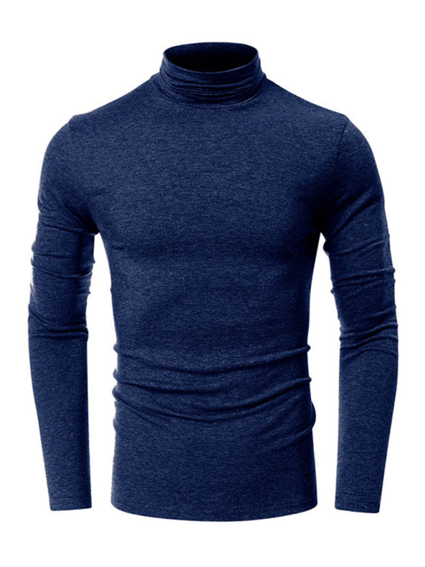 Men's long-sleeved solid color turtleneck bottoming T-shirt top kakaclo
