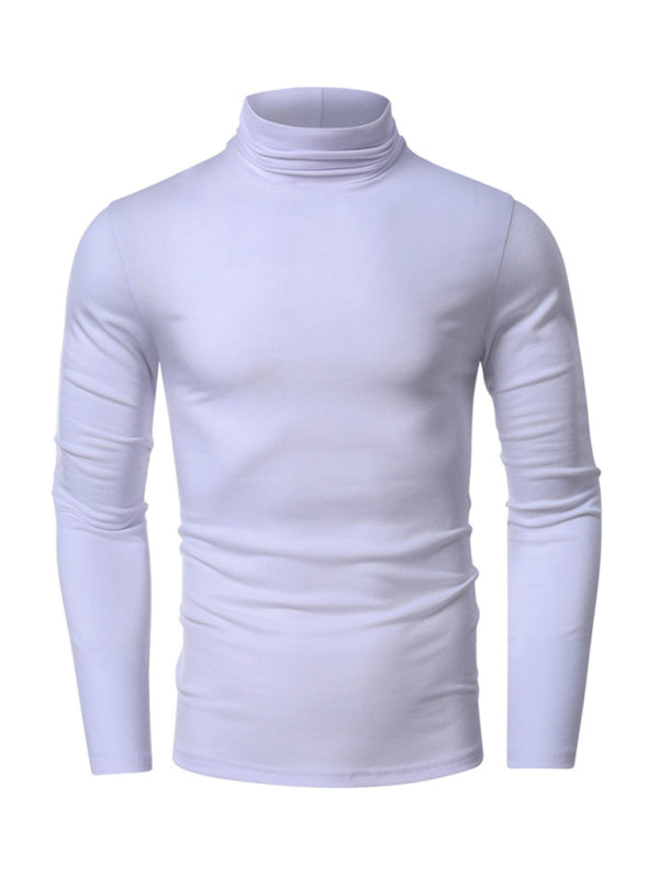 Men's long-sleeved solid color turtleneck bottoming T-shirt top kakaclo