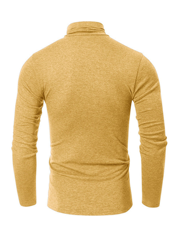 Men's long-sleeved solid color turtleneck bottoming T-shirt top kakaclo