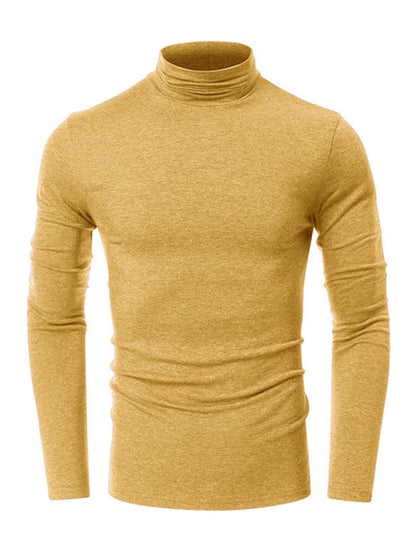 Men's long-sleeved solid color turtleneck bottoming T-shirt top kakaclo