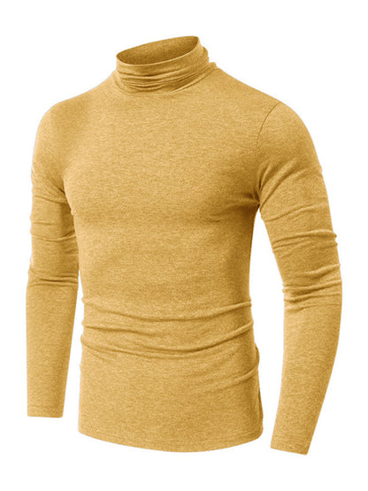 Men's long-sleeved solid color turtleneck bottoming T-shirt top kakaclo