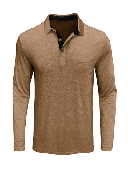 New Men's Long Sleeve Lapel Bottoming POLO Shirt Top kakaclo