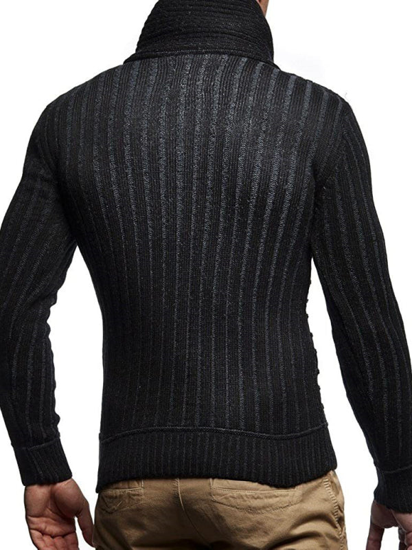 Fashionable men's leather buttoned sweater pullover turtleneck loose coat kakaclo