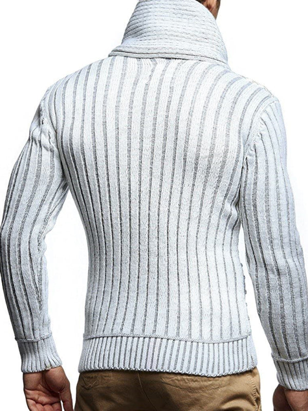 Fashionable men's leather buttoned sweater pullover turtleneck loose coat kakaclo