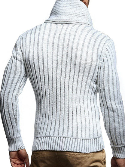 Fashionable men's leather buttoned sweater pullover turtleneck loose coat kakaclo