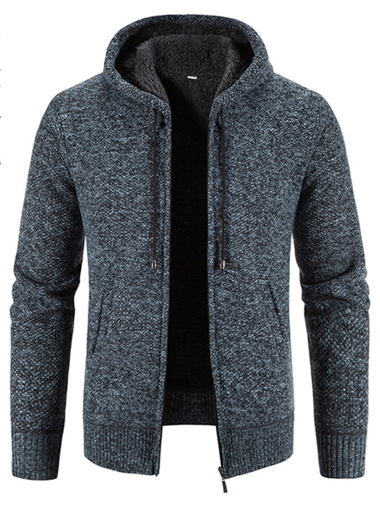 Men's casual knitted hooded zipper jacket kakaclo