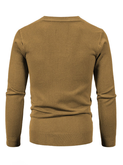 New men's casual solid color V-neck sweater cardigan sweater