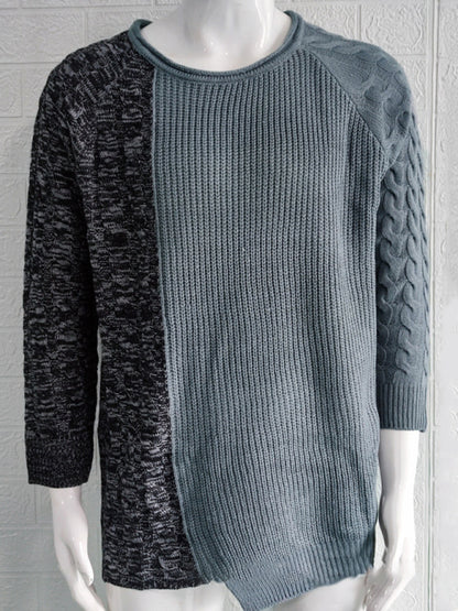 Men's new round neck long sleeve knitted slim sweater kakaclo