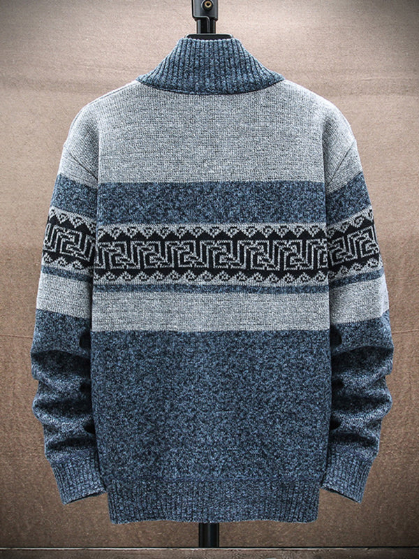 Men's new fashion stand-up collar cardigan sweater zipper style sweater kakaclo