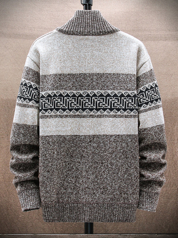 Men's new fashion stand-up collar cardigan sweater zipper style sweater kakaclo