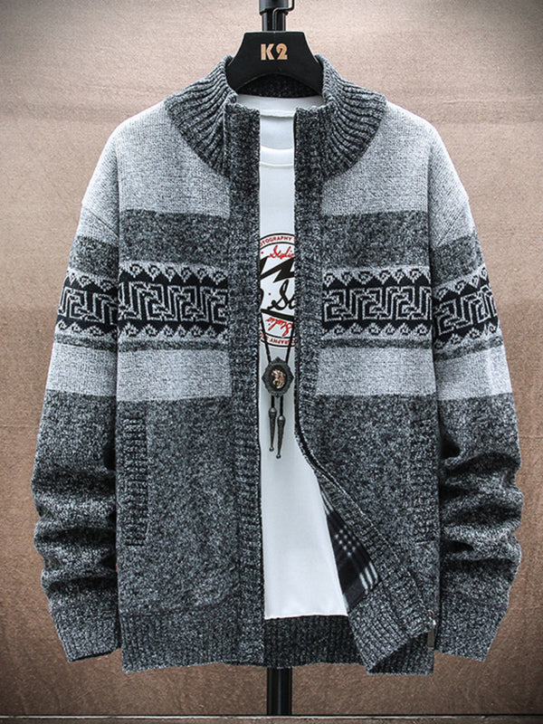 Men's new fashion stand-up collar cardigan sweater zipper style sweater kakaclo