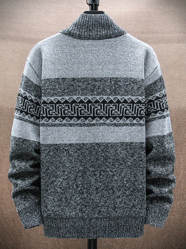 Men's new fashion stand-up collar cardigan sweater zipper style sweater kakaclo