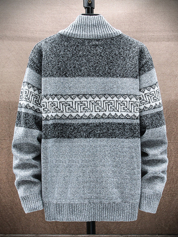 Men's new fashion stand-up collar cardigan sweater zipper style sweater kakaclo