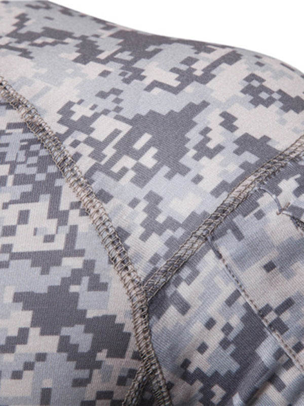 Men's Military Field Outdoor Elastic Fitness Camouflage Long Sleeve Zipper Pocket T-Shirt kakaclo