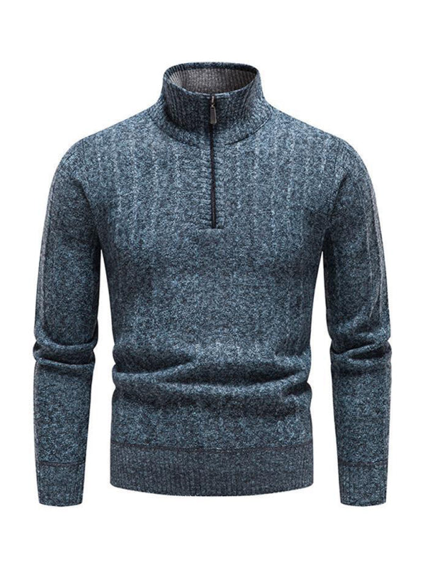 Men's stand collar zipper half cardigan sweater kakaclo