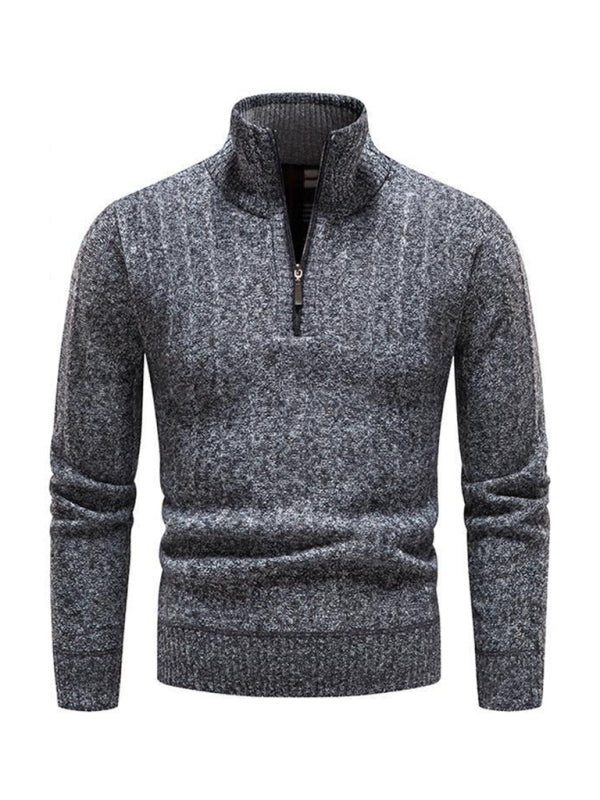 Men's stand collar zipper half cardigan sweater kakaclo