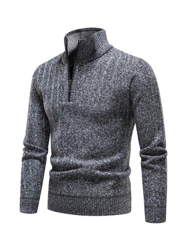 Men's stand collar zipper half cardigan sweater kakaclo