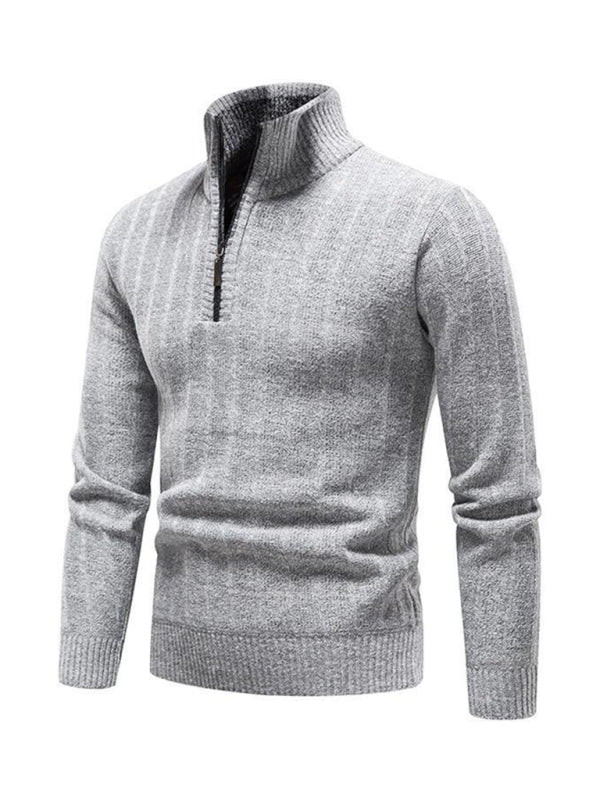 Men's stand collar zipper half cardigan sweater kakaclo