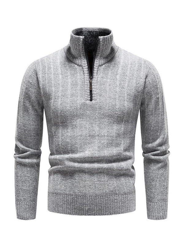 Men's stand collar zipper half cardigan sweater kakaclo
