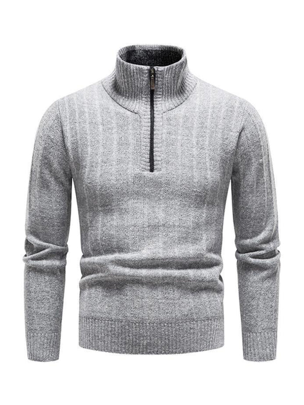 Men's stand collar zipper half cardigan sweater kakaclo