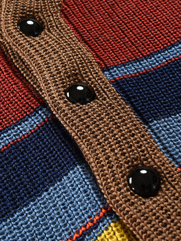 Men's Button Casual Color Striped Cardigan kakaclo