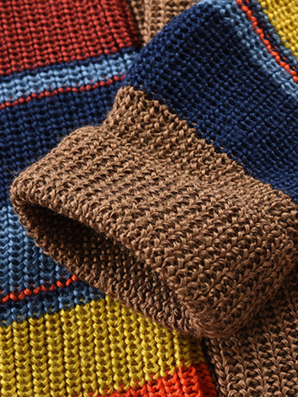 Men's Button Casual Color Striped Cardigan kakaclo