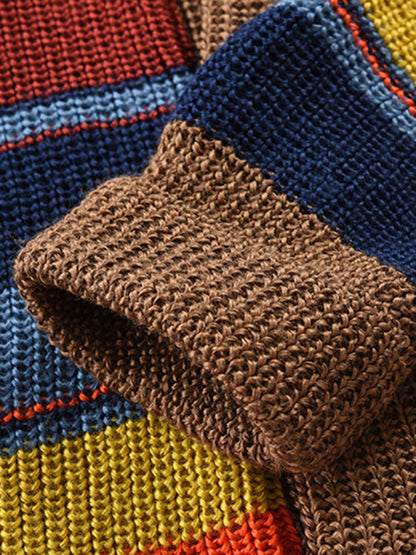 Men's Button Casual Color Striped Cardigan kakaclo